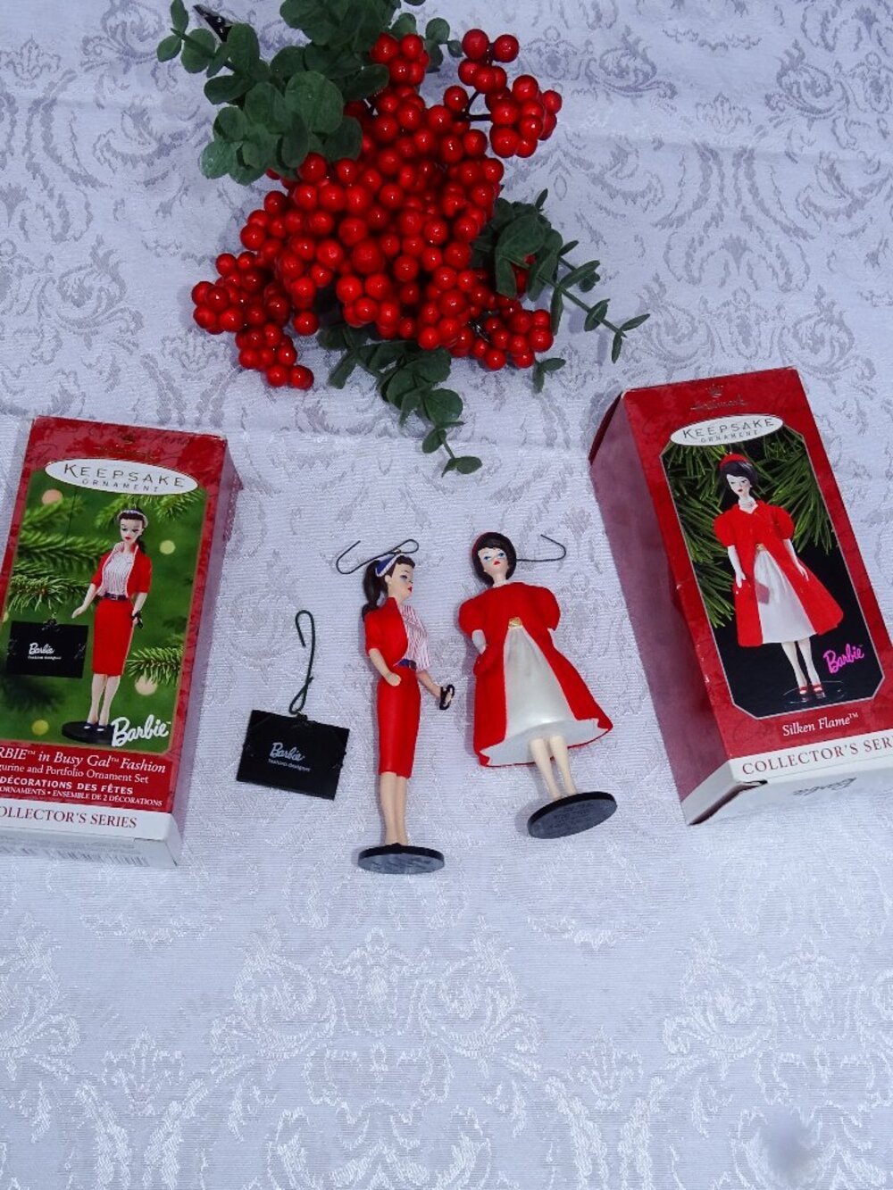 Two Vintage Keepsake Collector's Barbie Ornaments